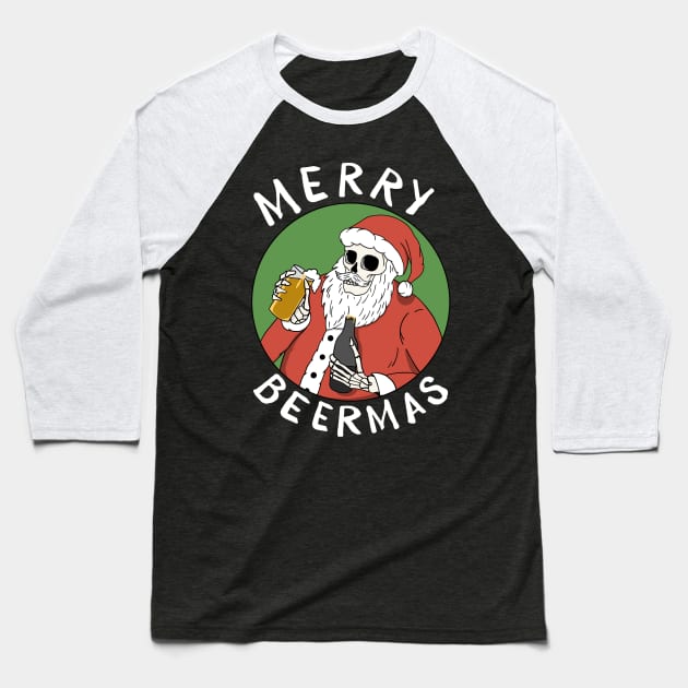 Merry Beermas Black Baseball T-Shirt by Summerdsgn